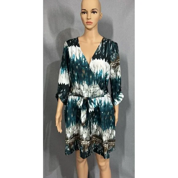 Pinky Multicolor 3/4 Sleeves Woman's Dress Size L - Picture 1 of 8